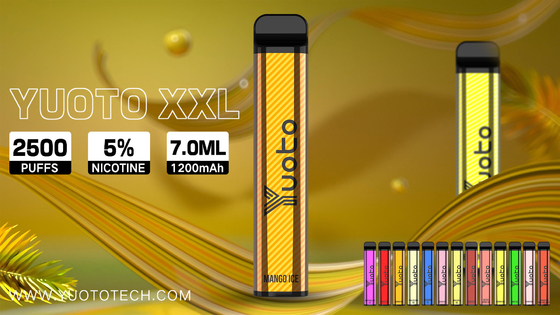 La cosse de vape de raisins de saveur la plus chaude de forme d'eliquid du xxl 2500puffs 1200mah 7ml de Yuoto de yuoto de yuotovape jetable carré de vape