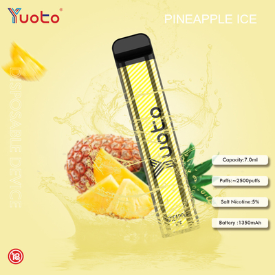 Yuoto 2500 souffles 23 saveurs 7 ml de capacité glace de menthe de capacité de batterie de 1200 heures-milliampère