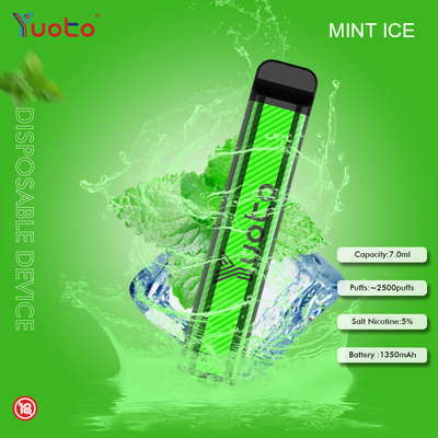 Yuoto 2500 souffles 23 saveurs 7 ml de capacité glace de menthe de capacité de batterie de 1200 heures-milliampère