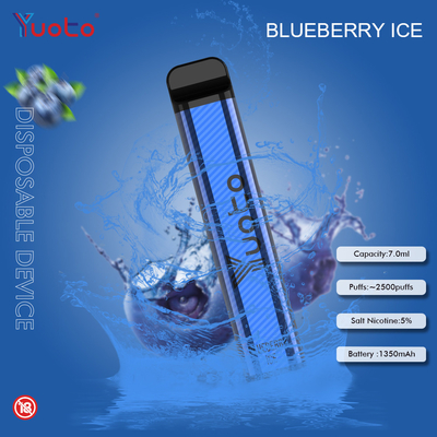 Yuoto 2500 souffles 23 saveurs 7 ml de capacité glace de menthe de capacité de batterie de 1200 heures-milliampère