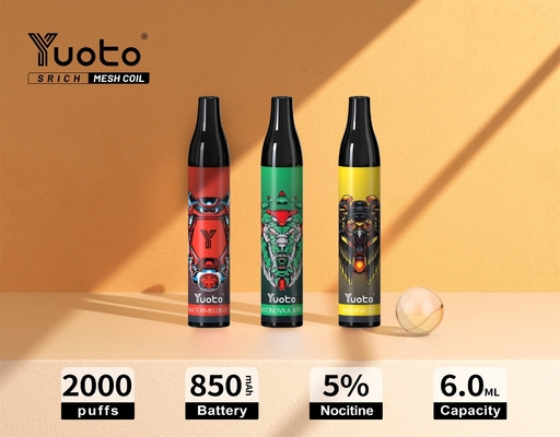 Yuoto original 2000 souffle stylo jetable de Vape d'E-cigarettes du jus 850mAh de Mesh Coil 6ml E de vape de Vape