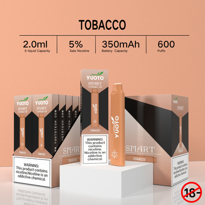 2022 nouvelles prochaines saveurs fruitées multiples Yuoto Smart 600 souffle stylo jetable de Vape de nicotine de 5%