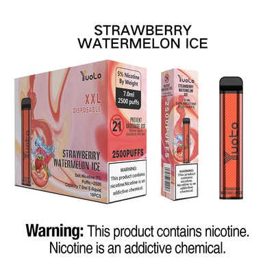 Yuoto Jetable E Cig XXL 2500 bouffées Pop Meilleur Pod Vape Fraise Pastèque Glace 1200mAh 50mg