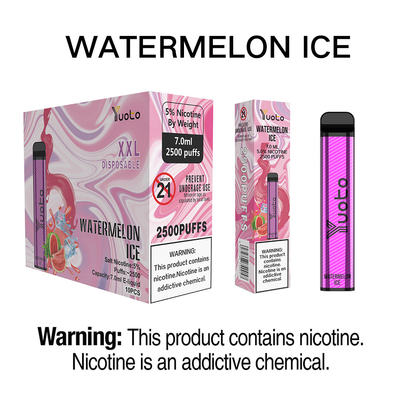 Pastèque glace jetable Vape Pen Yuoto XXL 2500 Bouffées 7 ml E-Liquide 1200 mAh Batterie En Gros pour l'Iran