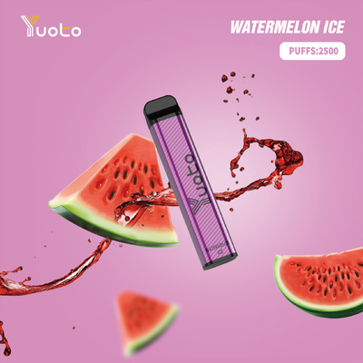 Pastèque glace jetable Vape Pen Yuoto XXL 2500 Bouffées 7 ml E-Liquide 1200 mAh Batterie En Gros pour l'Iran