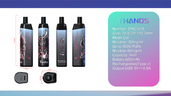 2022 nouveauté jetable Vape électronique Cigarette14ml E-liquide 650mAh batterie raisin glace pour distributeurs de bouffée