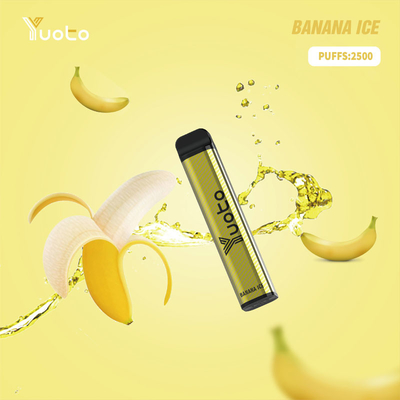 Yuoto XXL 2500 Bouffées Jetable 1200mAh Batterie 7.0ml Ejuice Saveur de Glace à la Banane pour l'Inde