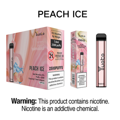 Peach Ice 2500 Puffs Jetable Vape Pen Yuoto XXL 7ml Ejuice 1200mAh Batterie pour Turky