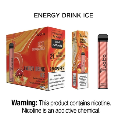 Yuoto XXL 2500 Puffs jetable le plus populaire Energy Drink Ice 7ml 1200mAh 5%