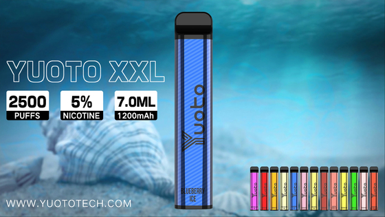 Yuoto XXL 2500 Puffs Jetable Vape Pen Narguilé avec 7 ml E-Liquide 1200 mAh Batterie Directement de l'usine de Chine