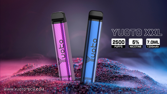 Yuoto XXL 2500 Puffs Jetable Vape Pen Narguilé avec 7 ml E-Liquide 1200 mAh Batterie Directement de l'usine de Chine
