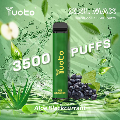 Saveur de cassis d'aloès Yuoto xxl Max 3500 Puffs Barre de bouffée jetable Vape Mesh Bobines Surface en cuir 9 ml