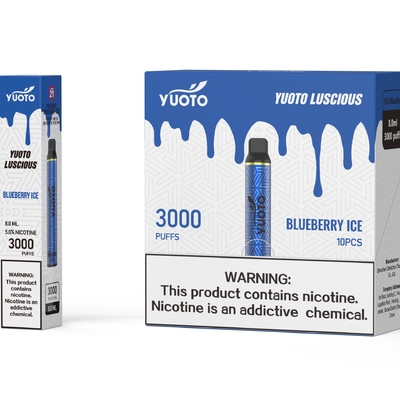 Nouveau type de cigarette électronique Yuoto Vape 3000 Puffs Blueberry 1350mAh Batterie 8ml E Juice