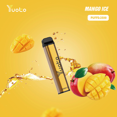 Yuoto xxl 2500 Puffs Jetable Vape Pod Saveur de glace à la mangue 7ml Ejuice 1200mAh Batterie de China Factory