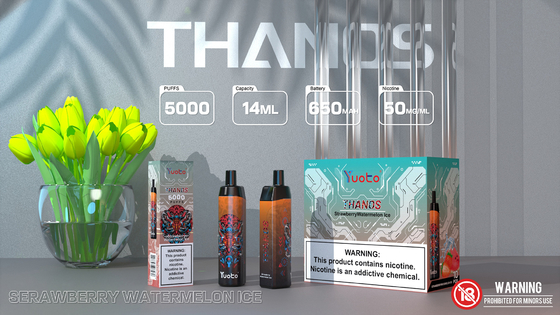 La cigarette de Mesh Coil Rechargeable E, Yuoto Thanos 5000 souffle 14ML 650mAh avec le type C