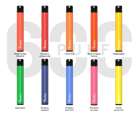 TPD Yuoto plus 600puffs, saveur de fruit des prix de grossiste d'usine de la glace 2ml 2%nicotine Vape Pen Device de myrtille