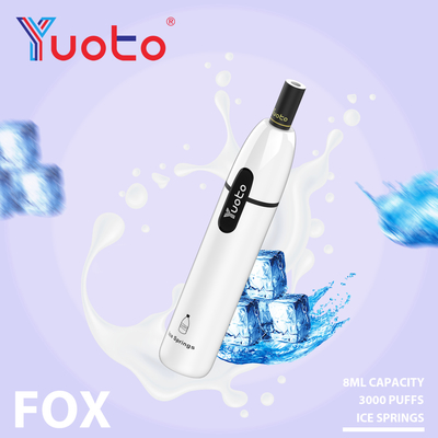 Fox 3000 Puffs Yuoto Filtre à papier à vapeur à usage unique pour cigarettes électroniques 5% Nic
