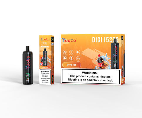 Rechargeable Yuoto DIGI 15000 Puffs Double Mesh Coil Vape 22 saveurs Niveau de carburant de la batterie Ul
