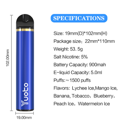 Certificat jetable de 23 des saveurs 1500 de souffles de Vape 5ml E Juice Capacity CF de la CE