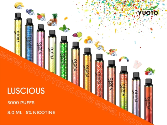Souffle succulent de cigare de la cosse 1350mAh des vapes 8ml de stylo de shisha de souffles du vape 3000 de cigarette de Yuoto e de vape jetable