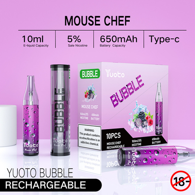 Le kit jetable 4000 de Vape de bulle de Yuoto souffle 10ml le type rechargeable c 650mAh