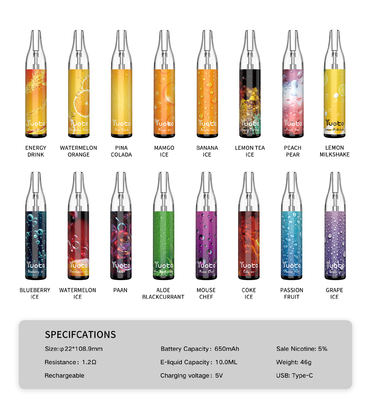 Le kit jetable 4000 de Vape de bulle de Yuoto souffle 10ml le type rechargeable c 650mAh