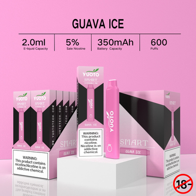 Vaper à fumer la goyave jetable futée de système de cosse de Yuoto glacent 600 souffles 12 couleurs