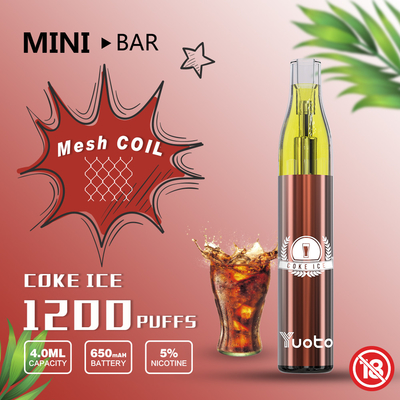 Batterie jetable 650mAh du l'E-jus 4.0ml de Vape 15flavor de souffle du MiniBar 1200 de Yuoto