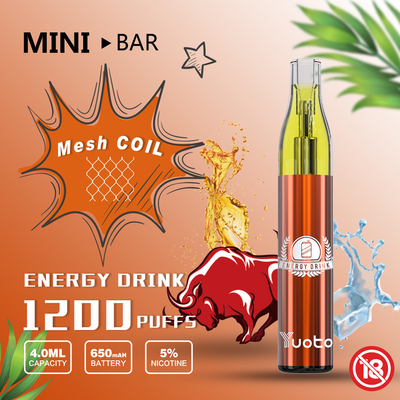 Batterie jetable 650mAh du l'E-jus 4.0ml de Vape 15flavor de souffle du MiniBar 1200 de Yuoto
