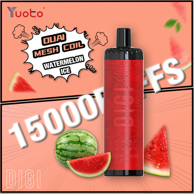 Yuoto DIGI 15000 Puffs Daul Mesh Coil Vape 23 saveurs Écran LED