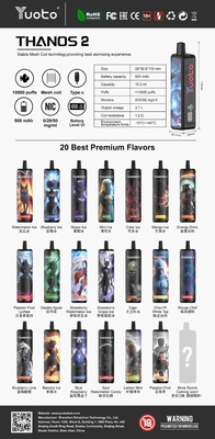 L'expérience 23 saveurs avec YUOTO Vapor jetable à double filet bobine 10-12W puissance