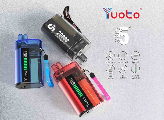 Vape jetable YUOTO à débit d'air réglable avec une capacité de batterie de 850mAh et une puissance de 10-12W